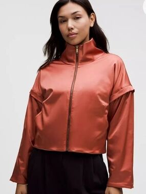 NWT Lululemon Lunar New Year Satin Balloon-Sleeve Jacket Terra Orange Size 4